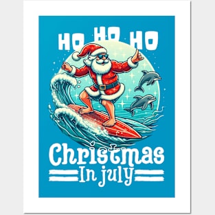 Santa christmas in July Summer Posters and Art